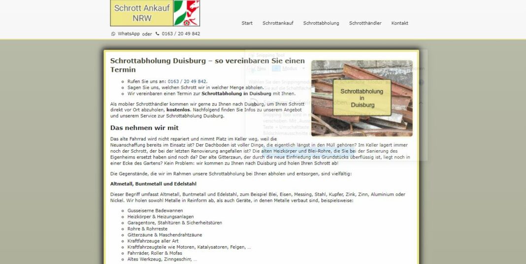 image 1 461 1068x536 - Kostenlose Schrottabholung in Duisburg für Privatpersonen und Gewerbetreibende