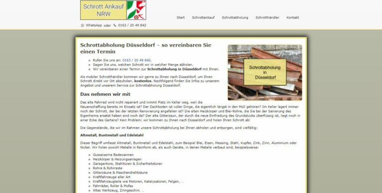 Schrottabholung Düsseldorf – Kostenlose und saubere Schrottentsorgung in Düsseldorf und Umgebung